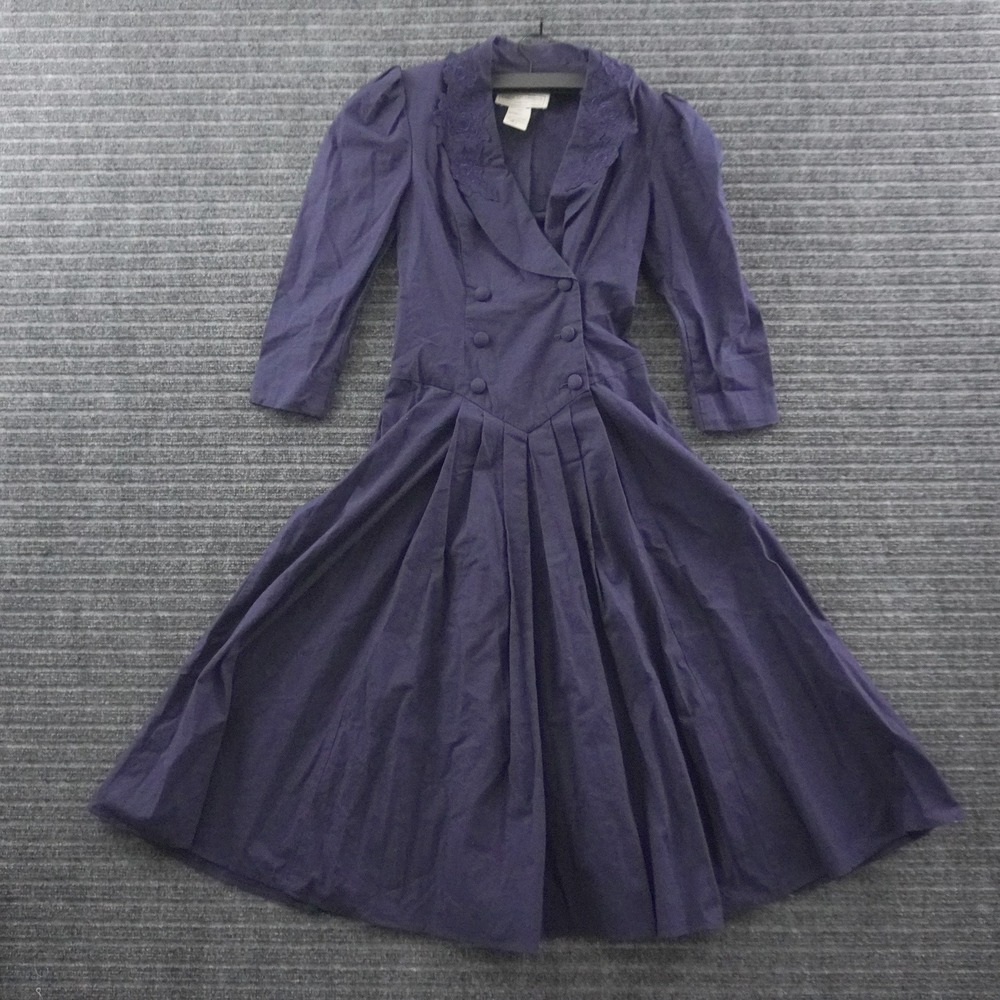 Vintage Jessica McClintock Gunne Sax Dress Womens 3 Purple Lace Midi